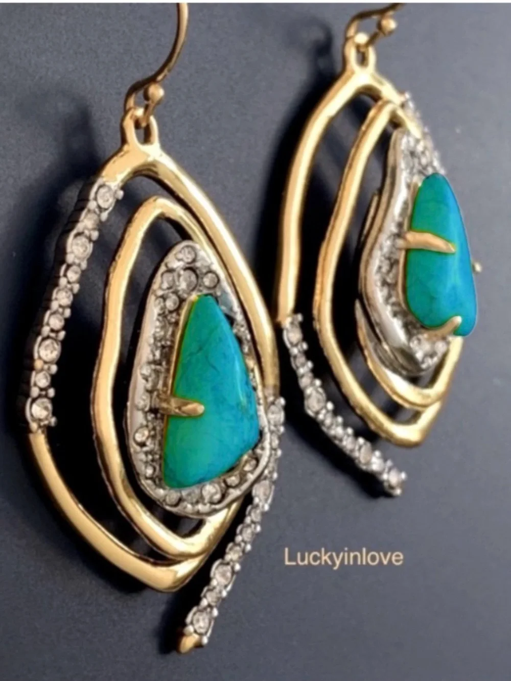 ALEXIS BITTAR • Roxbury Spiral Crystal Encrusted Turquoise Drop Earrings